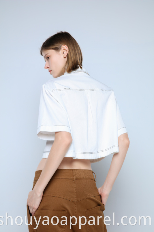 CROPPED BLOUSE WITH BOTTOM DRAWSTRINGS